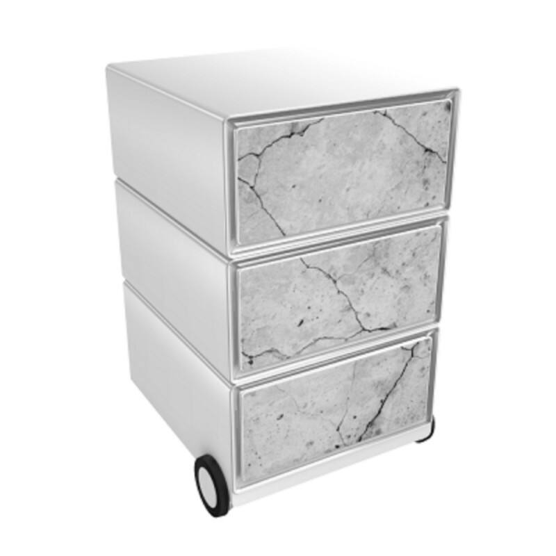 PAPERFLOW Rollcontainer easyBox 3 horizontale Schubladen 642x390x436mm PERSO REBUS