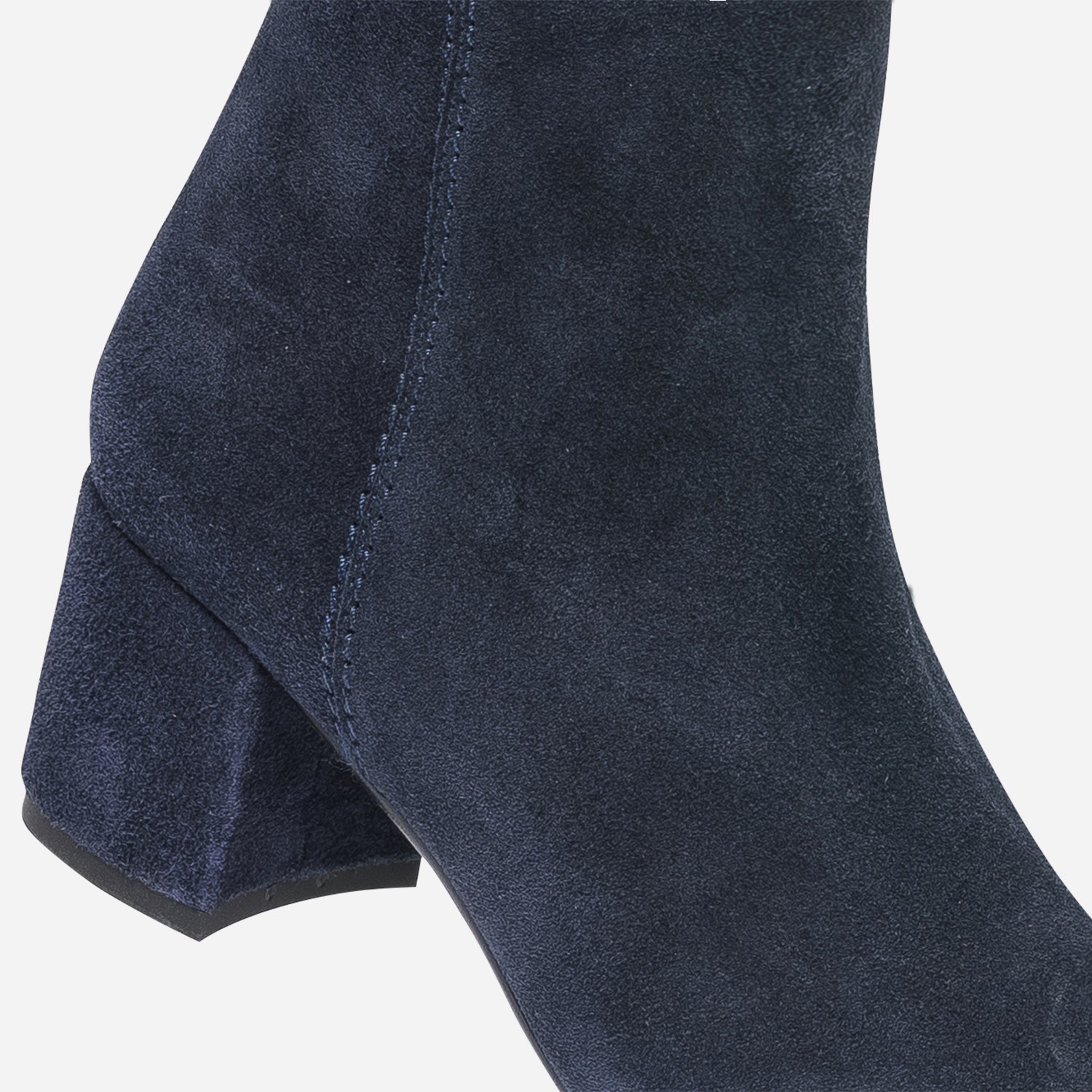 Boots marine en cuir avec couture côté