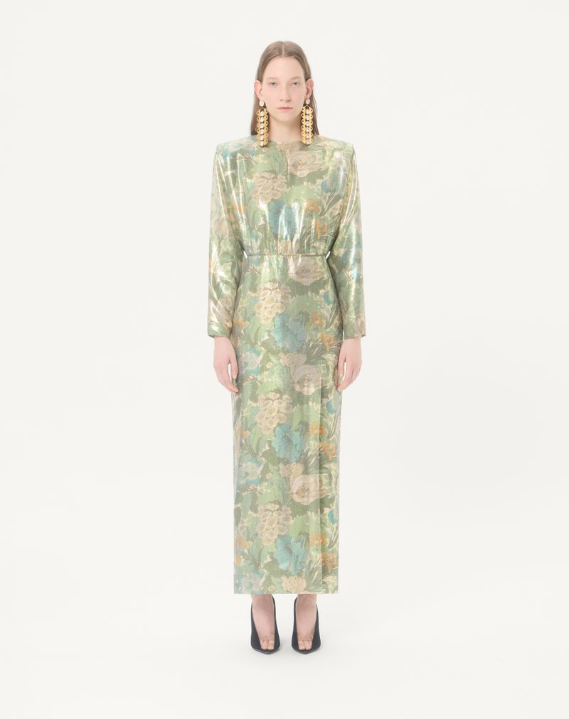 Lang Lurex Kjole Med Après L'Hiver Print Sanderson Dégradé