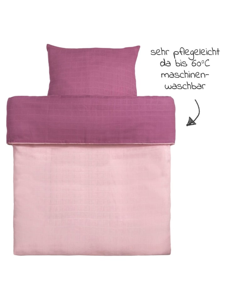 Makian Wende-Bettwäsche Mull 80 x 80 / 35 x 40 cm - Orchidee in rosa,lila günstig kaufen onesize