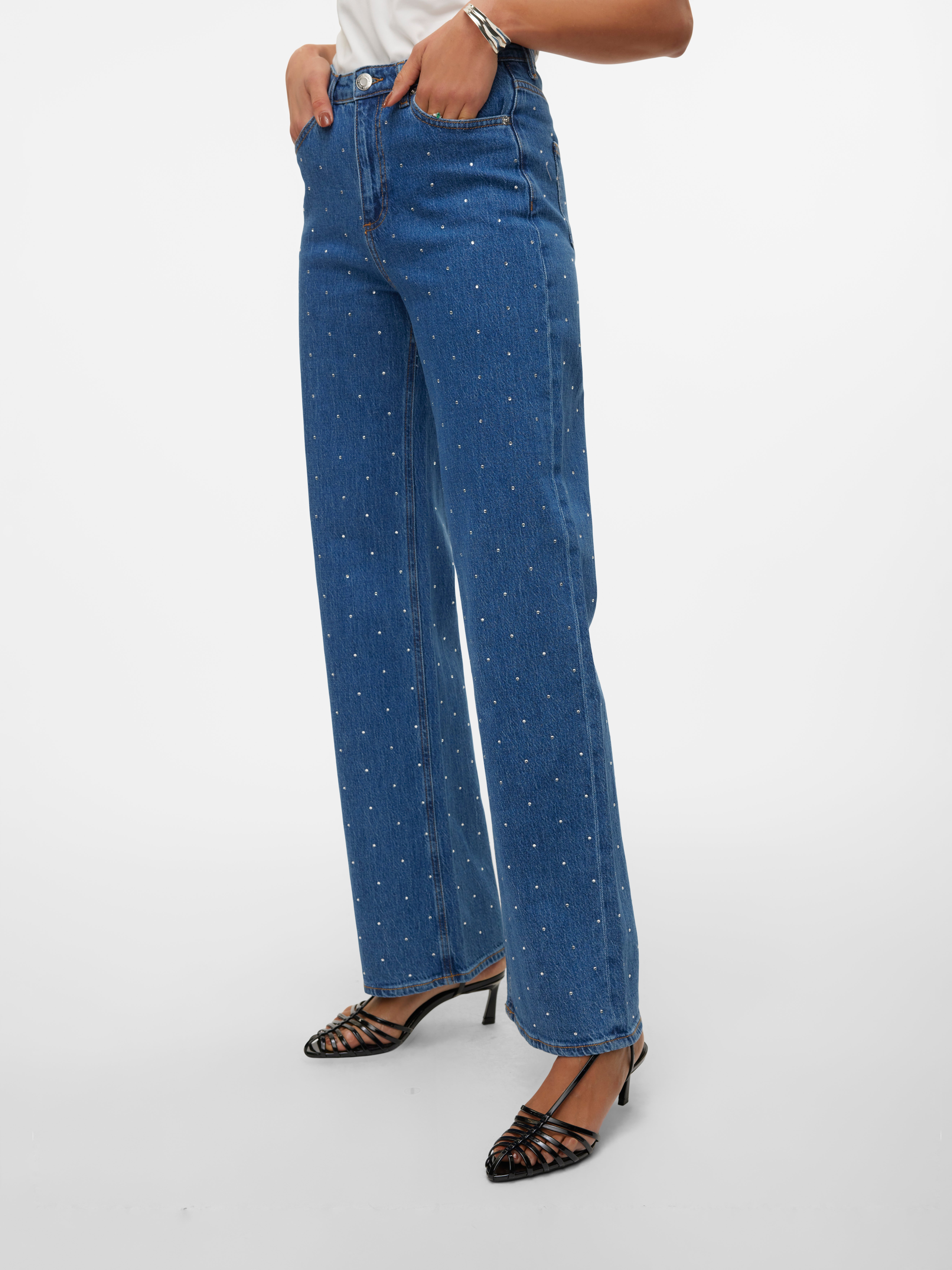 VMTESSA Hohe Taille Weit geschnitten Jeans