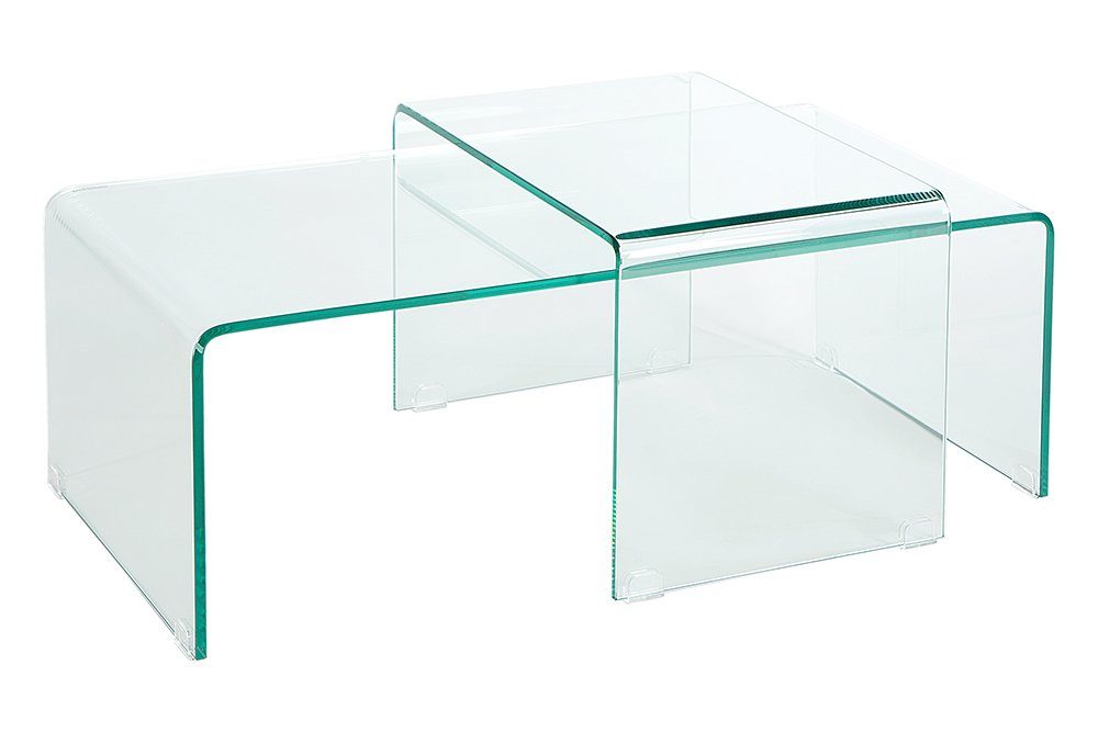 riess-ambiente Couchtisch FANTOME 100cm transparent (Set, 2-St), Wohnzimmer · Glas · eckig · Modern Design