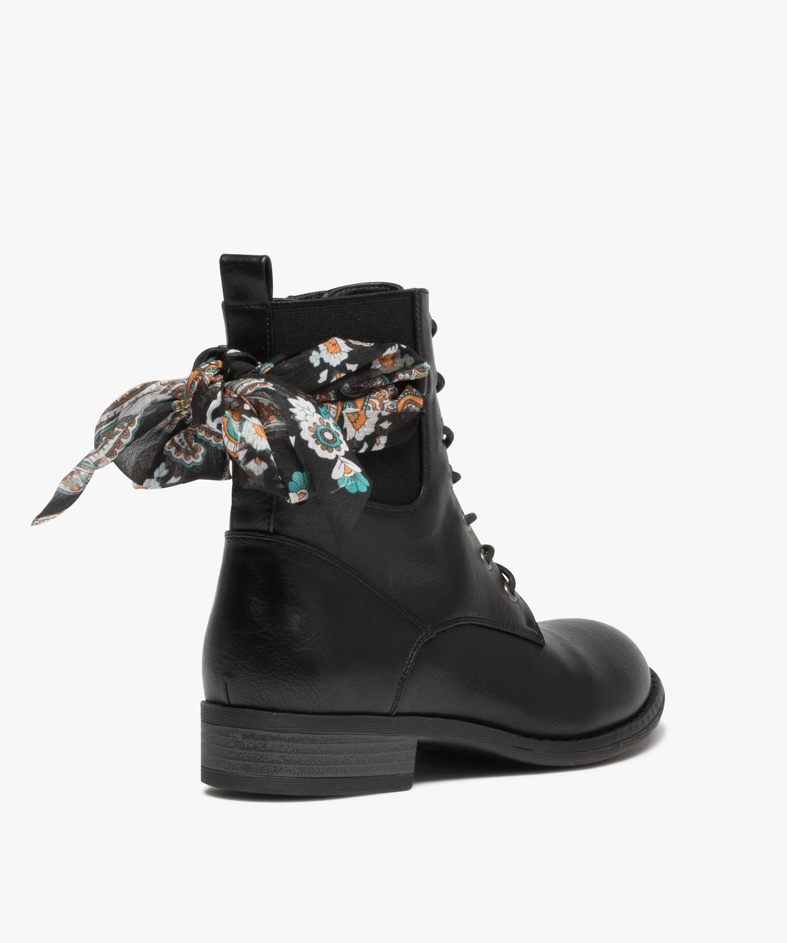 Bottines lacées à foulard noué femme noir | GEMO
