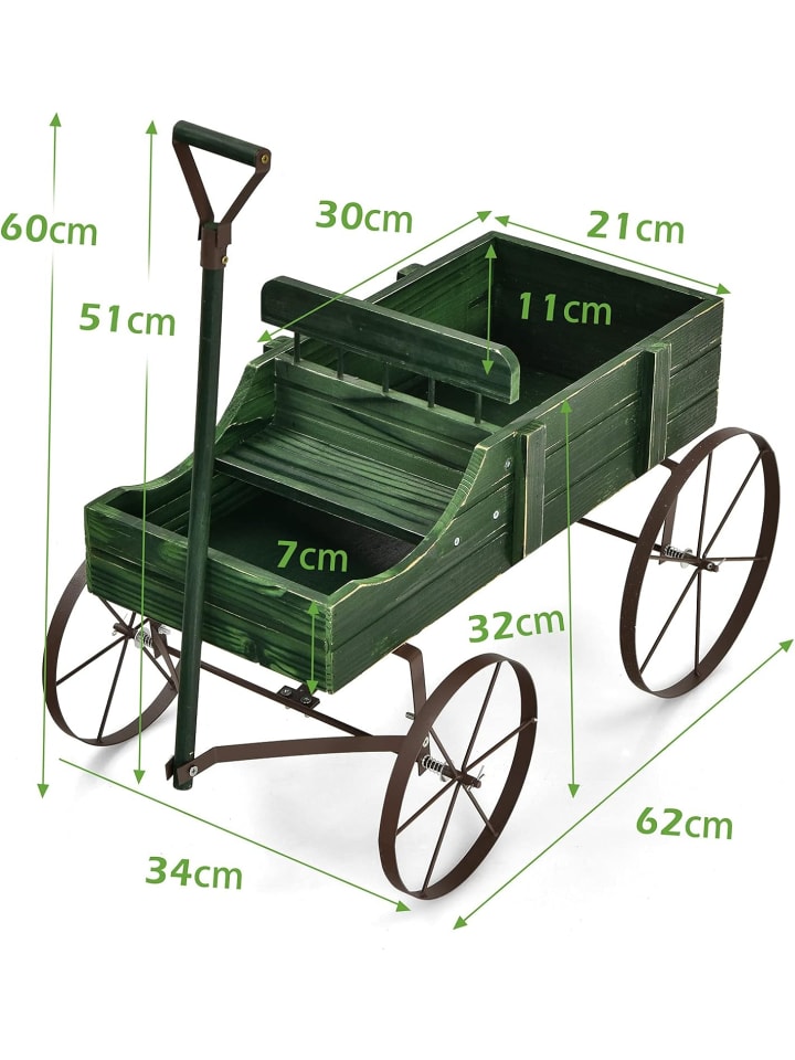 COSTWAY Blumenständer Holzwagen in Grün günstig kaufen onesize