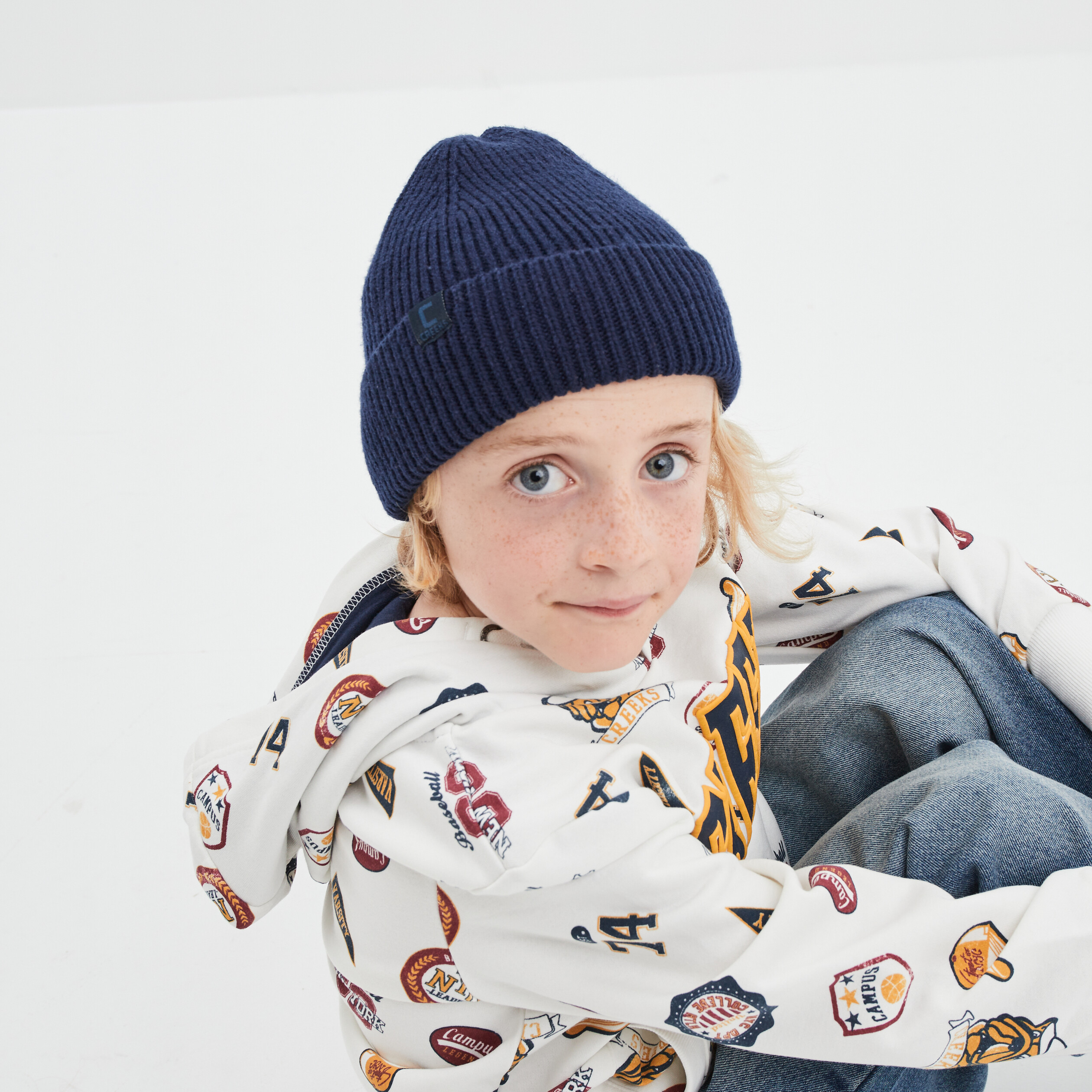 Bonnet tricoté bleu marine garçon | La Halle
