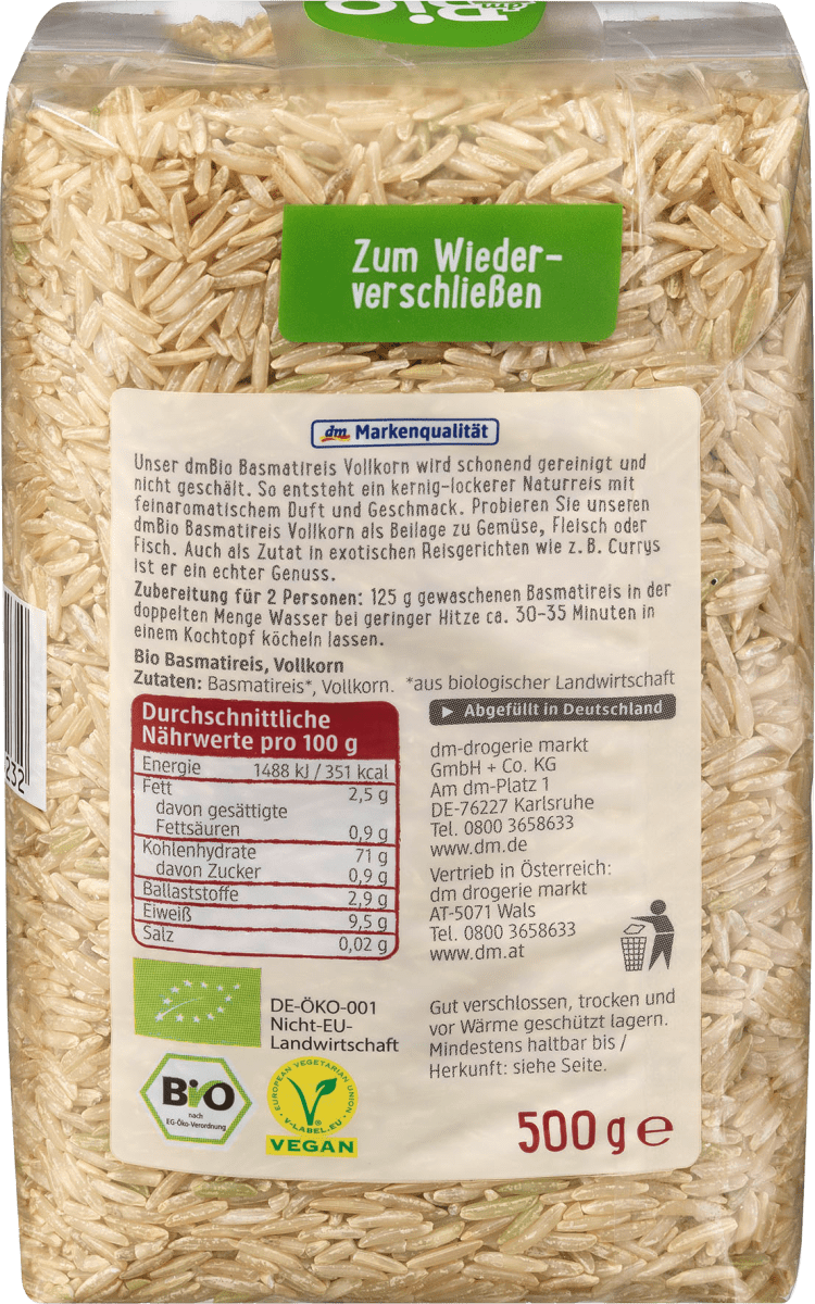 Basmatireis aus Vollkorn, 500 g