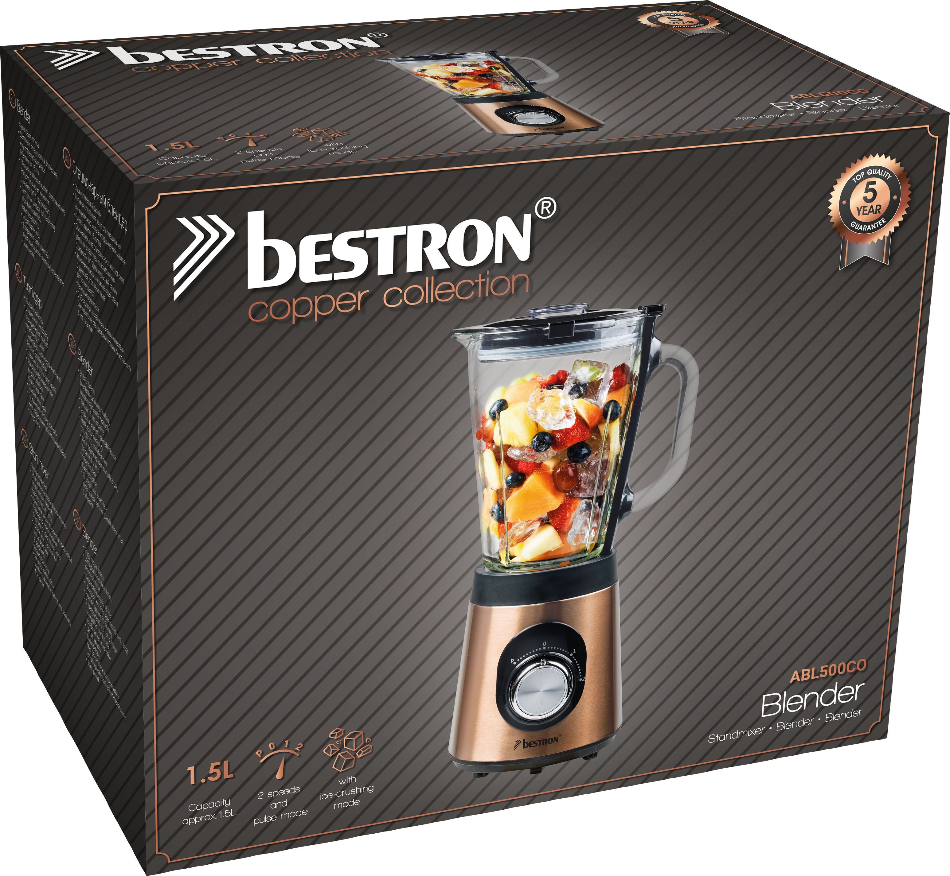 bestron Standmixer ABL500CO Copper Collection, 500 W, 1,5 Liter, Kupfer
