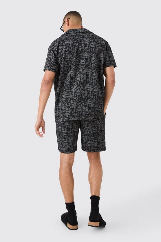Oversize Denim Jacquard-Hemd & Shorts