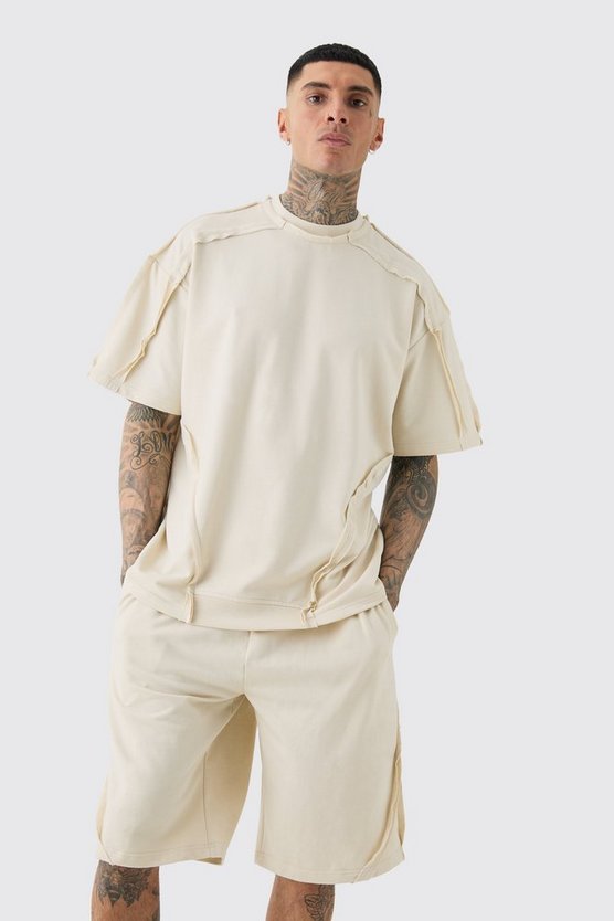 Tall Oversize T-Shirt & Shorts mit ausgefranstem Saum