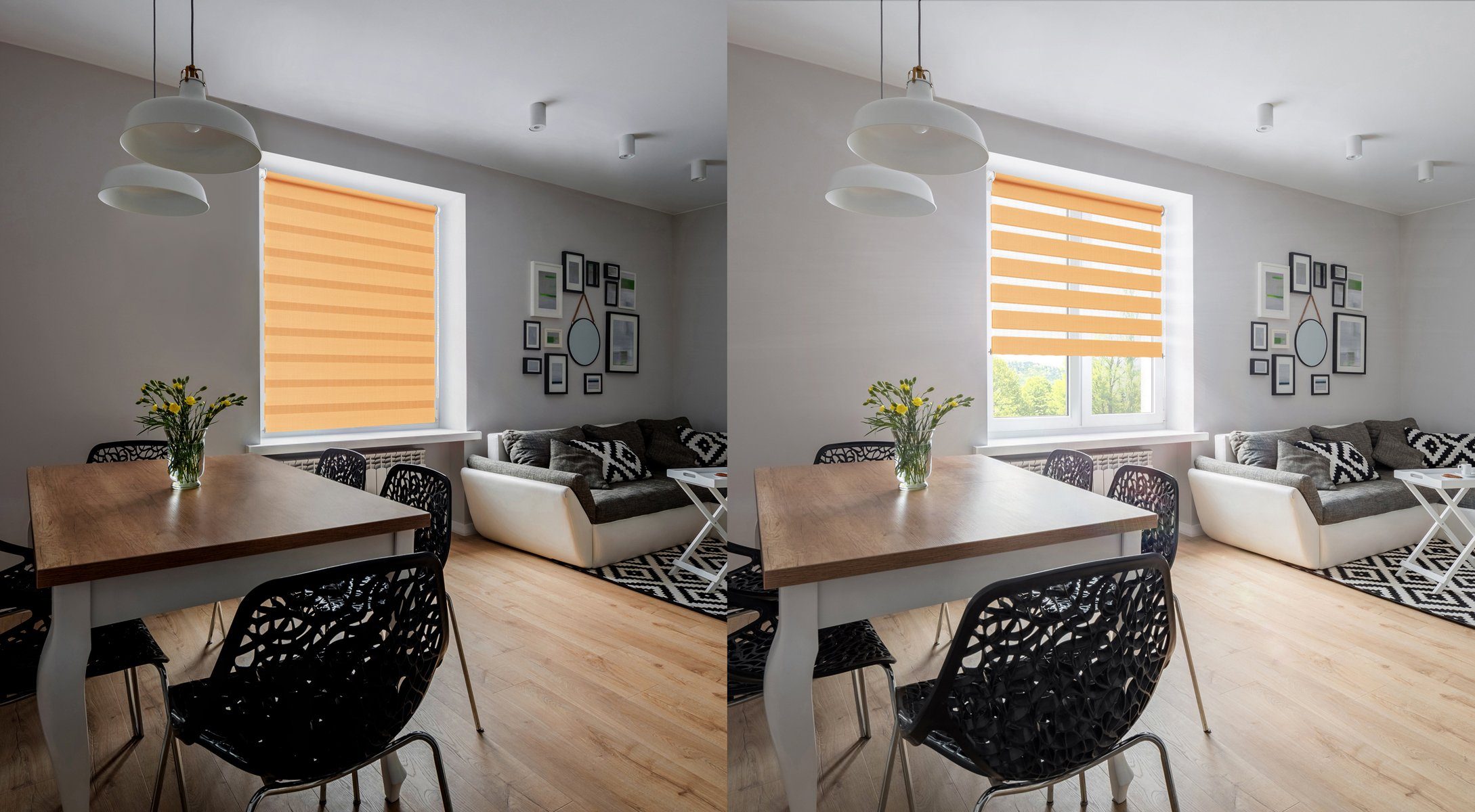 Doppelrollo Doppelrollo Duo-Rollo Klemm-Fix mit Klemmträger, Fenster-Rollo/Seitenz, DomDeco, Klemm- oder Schraubmontage