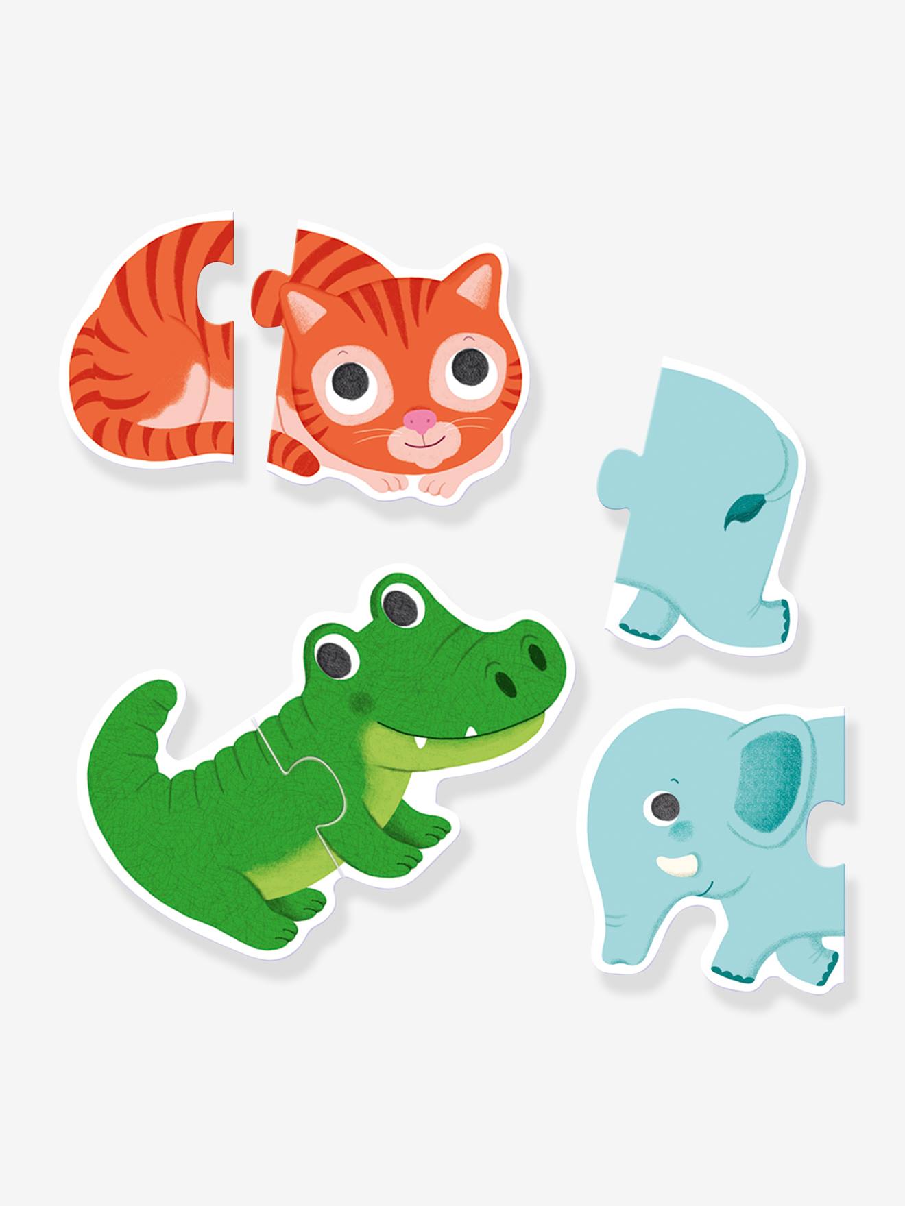Djeco 10 Baby Tierpuzzles DJECO, 2-teilig - grün