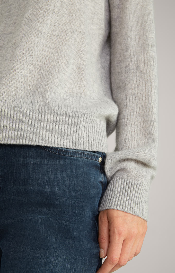 Cashmere-Strickpullover in Grau meliert