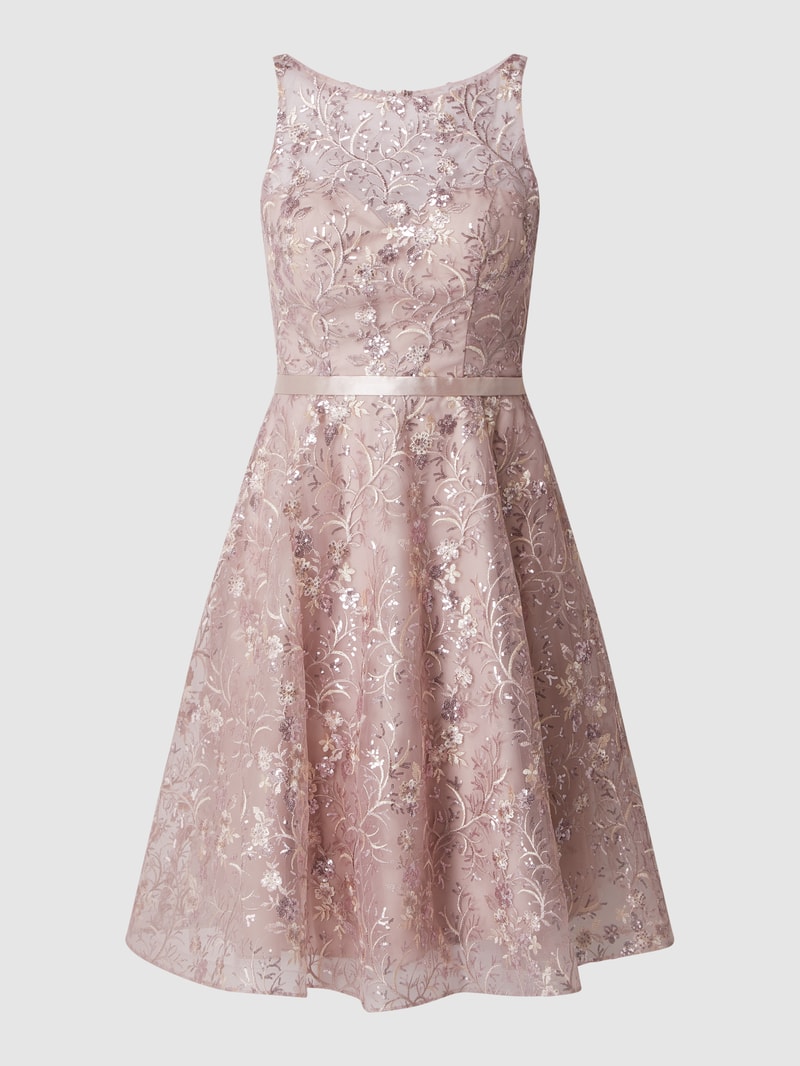Cocktailkleid aus Organza mit Stickereien in mauve