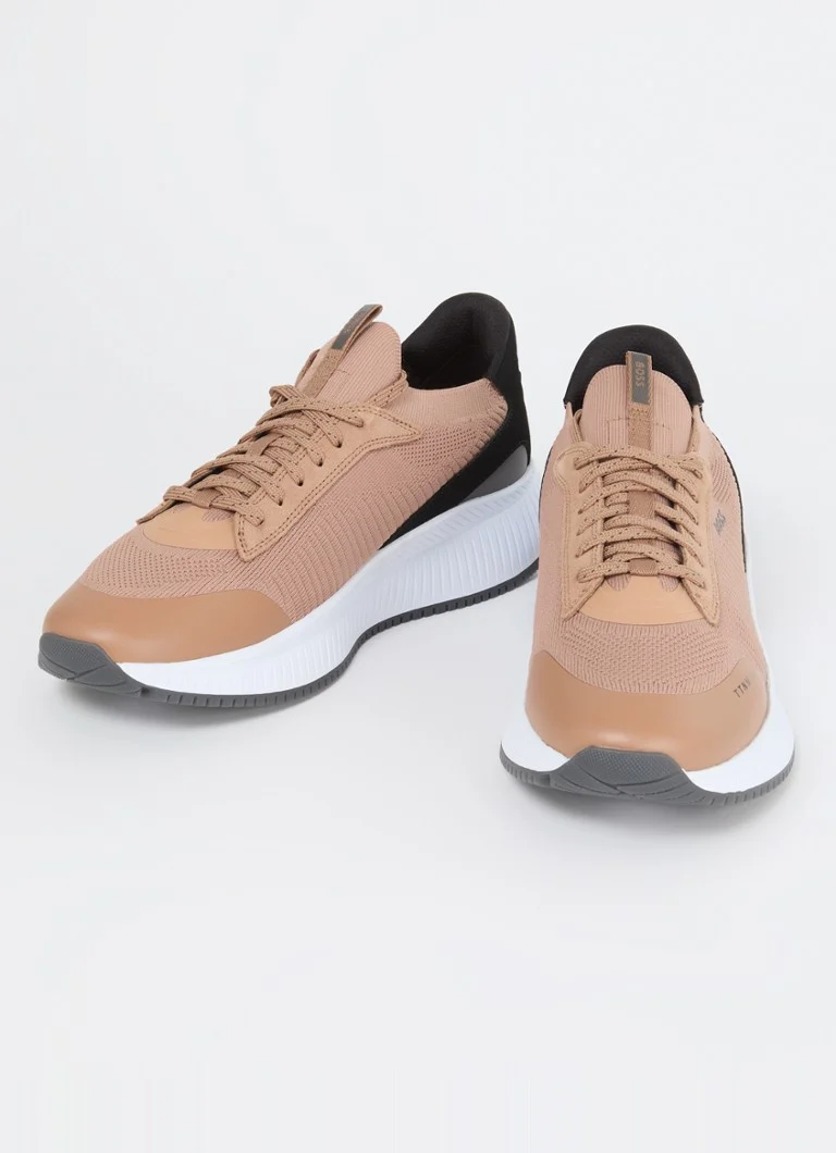 HUGO BOSS Sneaker with knitted upper and suede details