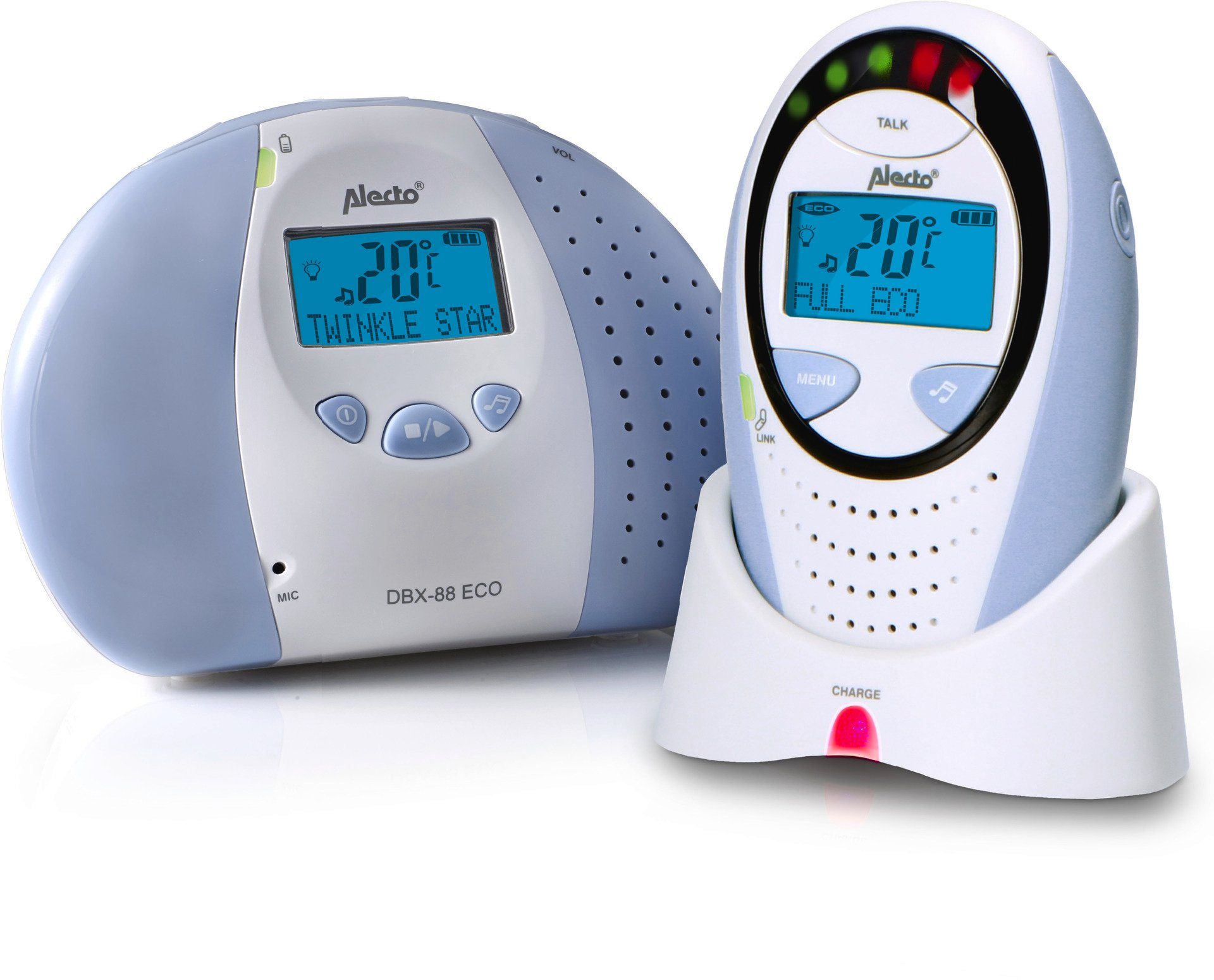Alecto Babyphone DBX-88 ECO DECT Babyphone mit Display, mit Gegensprechfunktion