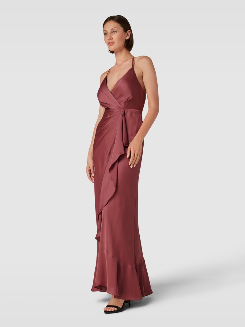 Abendkleid in Wickel-Optik in rostrot
