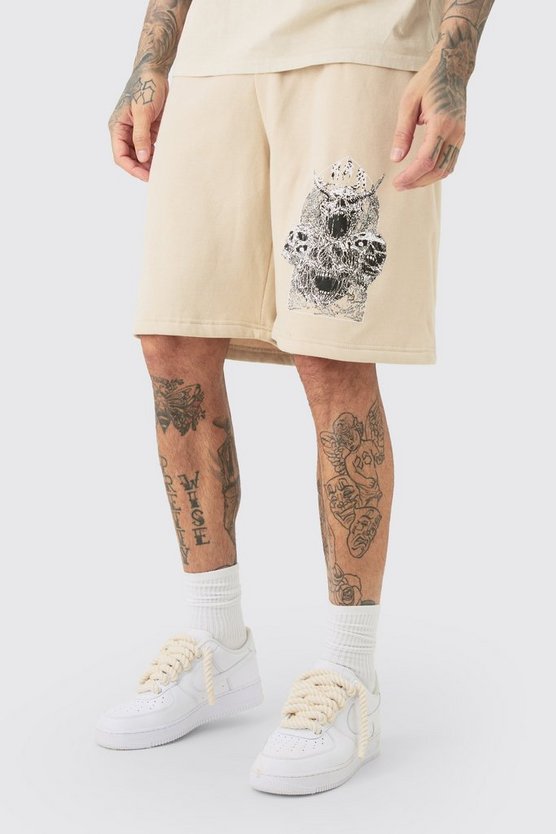 Tall Oversize Jersey-Shorts mit Print