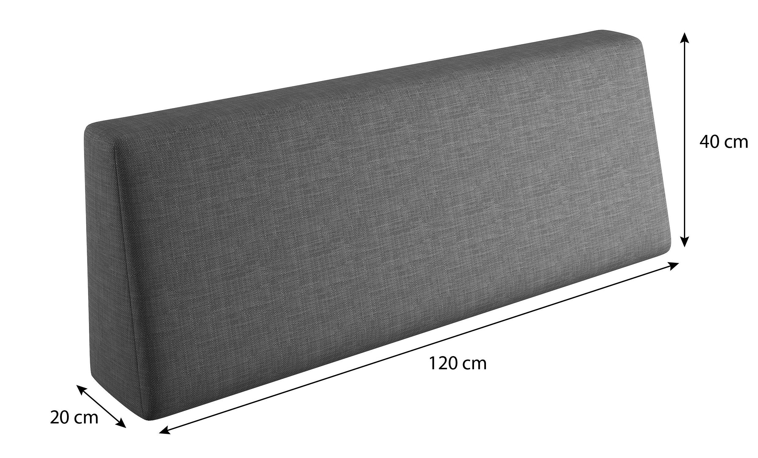 sunnypillow Rückenkissen Palettenkissen mit abnehmbarem Bezug Rückenkissen 120x40x20/10cm, Anthrazit