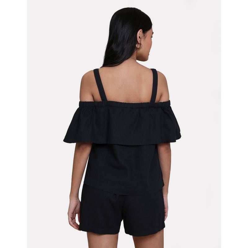 Threadbare THB Aspen Linen Bardot Top Tanktop Damen