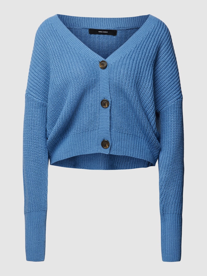 Strickcardigan mit gerippten Abschlüssen Modell 'LEA' in jeans