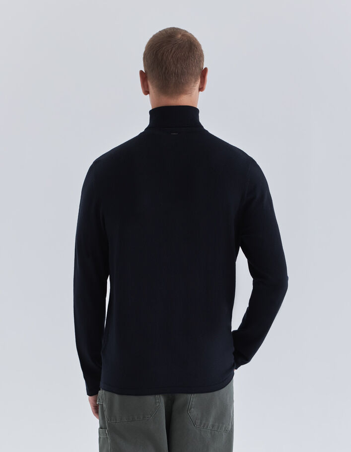 Pull marine tricot à col roulé Homme