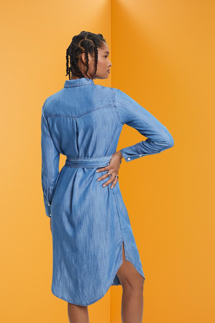 Denim-Shirtkleid mit abnehmbarem Bindegürtel