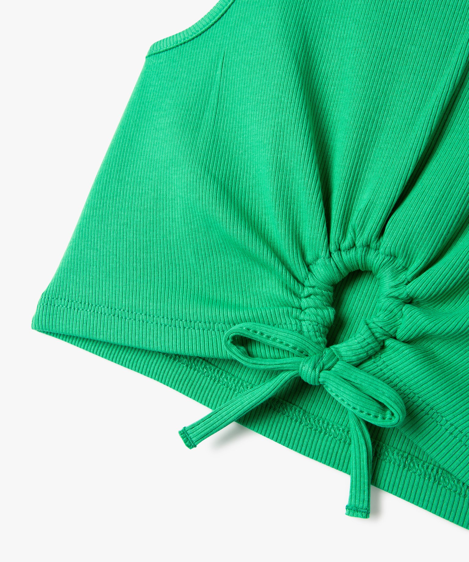 Débardeur en maille ctelée coupe courte avec ouverture s... vert | GEMO