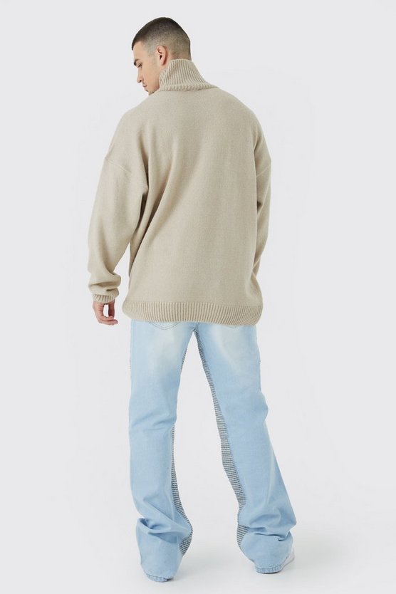 Tall Oversize Strickpullover mit Trichterkragen