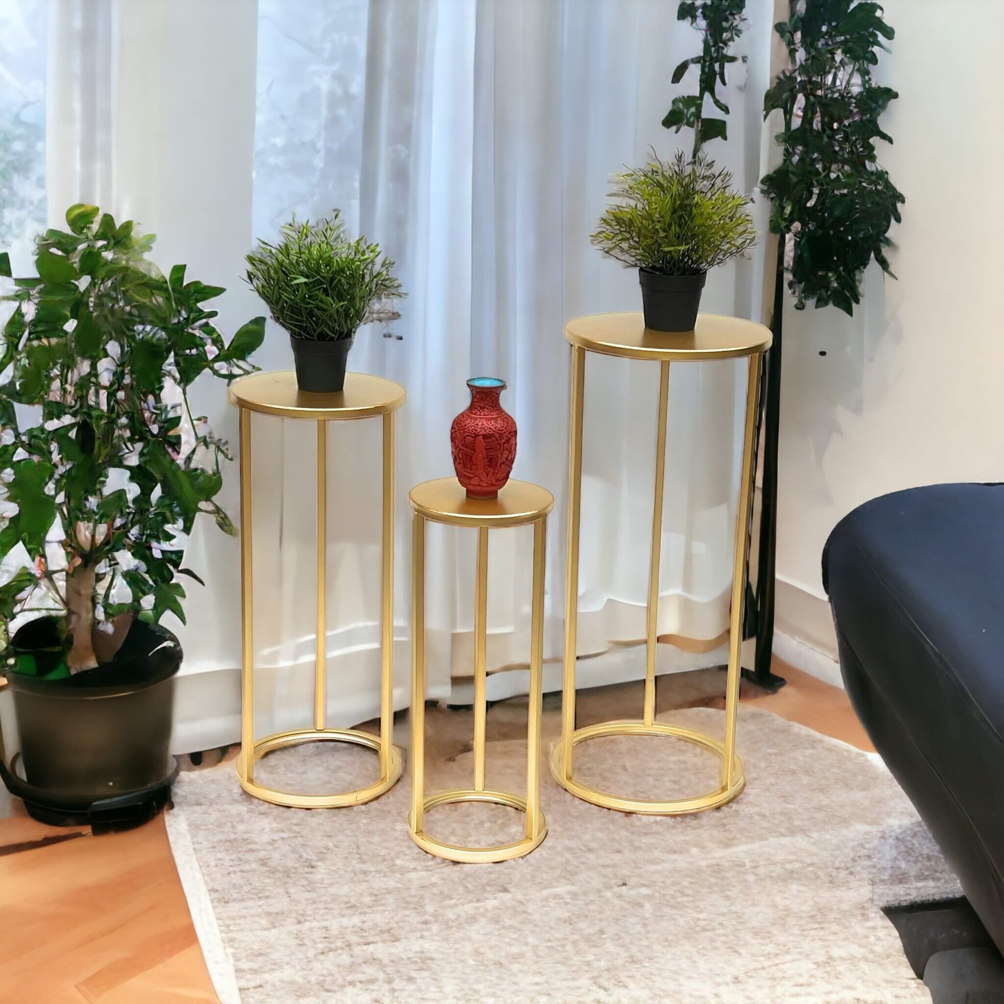 DanDiBo Blumenhocker Blumenhocker Metall Gold Rund Blumenständer 96510 3er Set (3er Set)