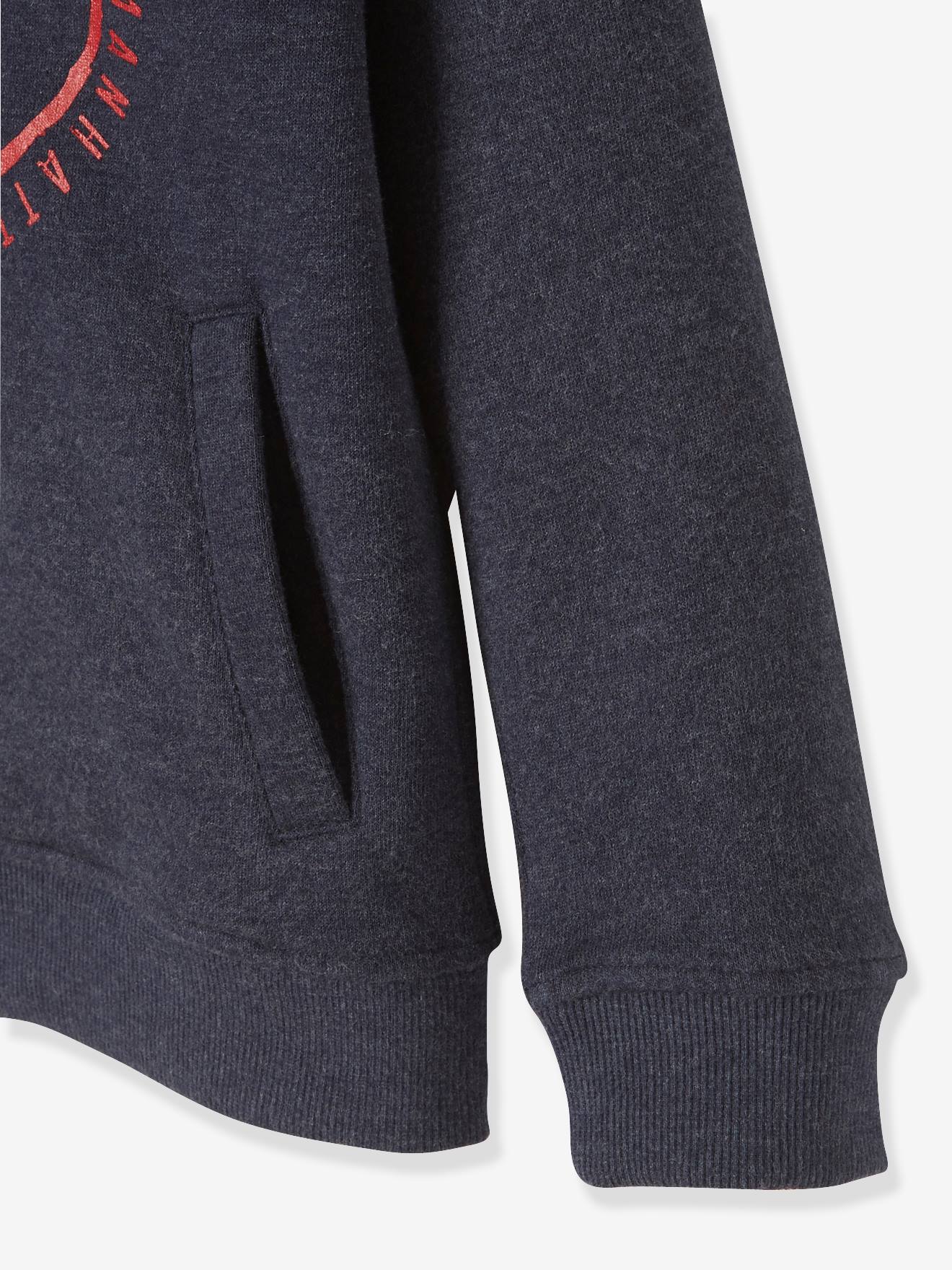 Sweat zippé à capuche Basics garçon motif graphique encre