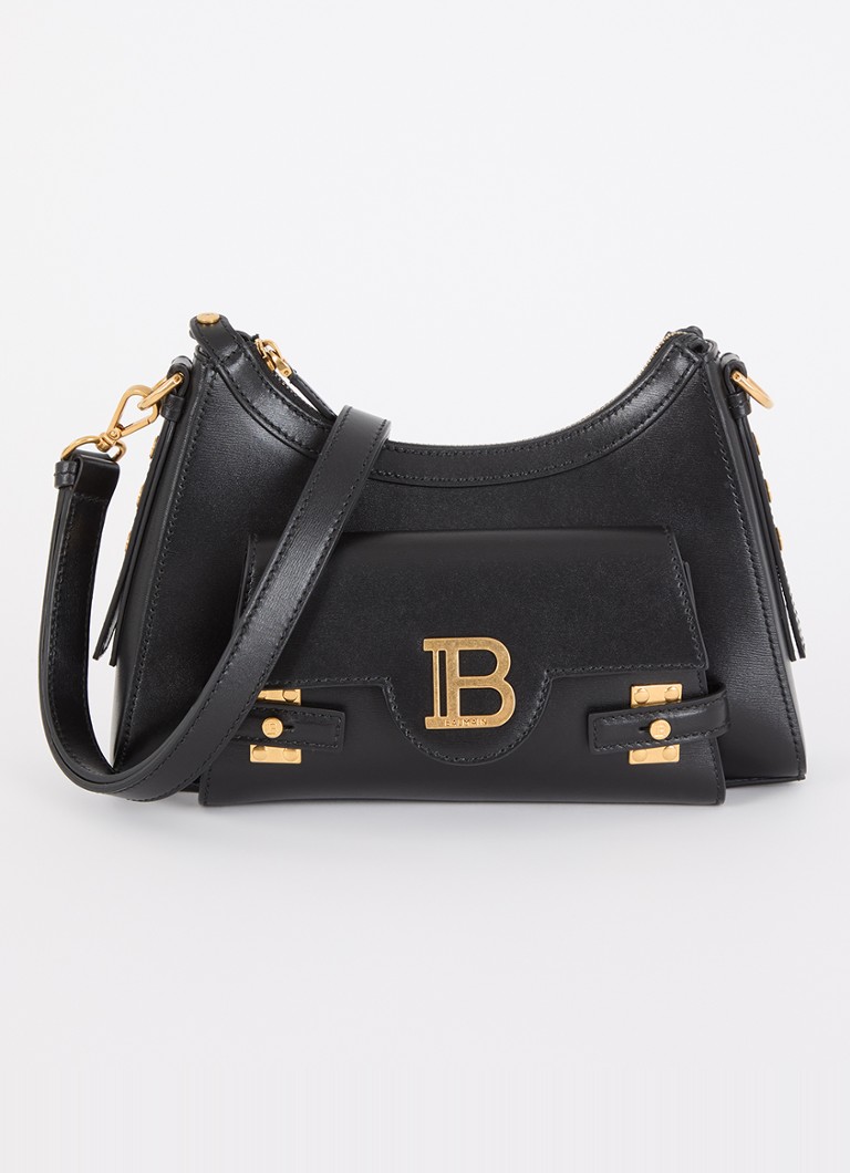 Bolsa de ombro Balmain B-Buzz Hobo em couro de bezerro com logotipo.
