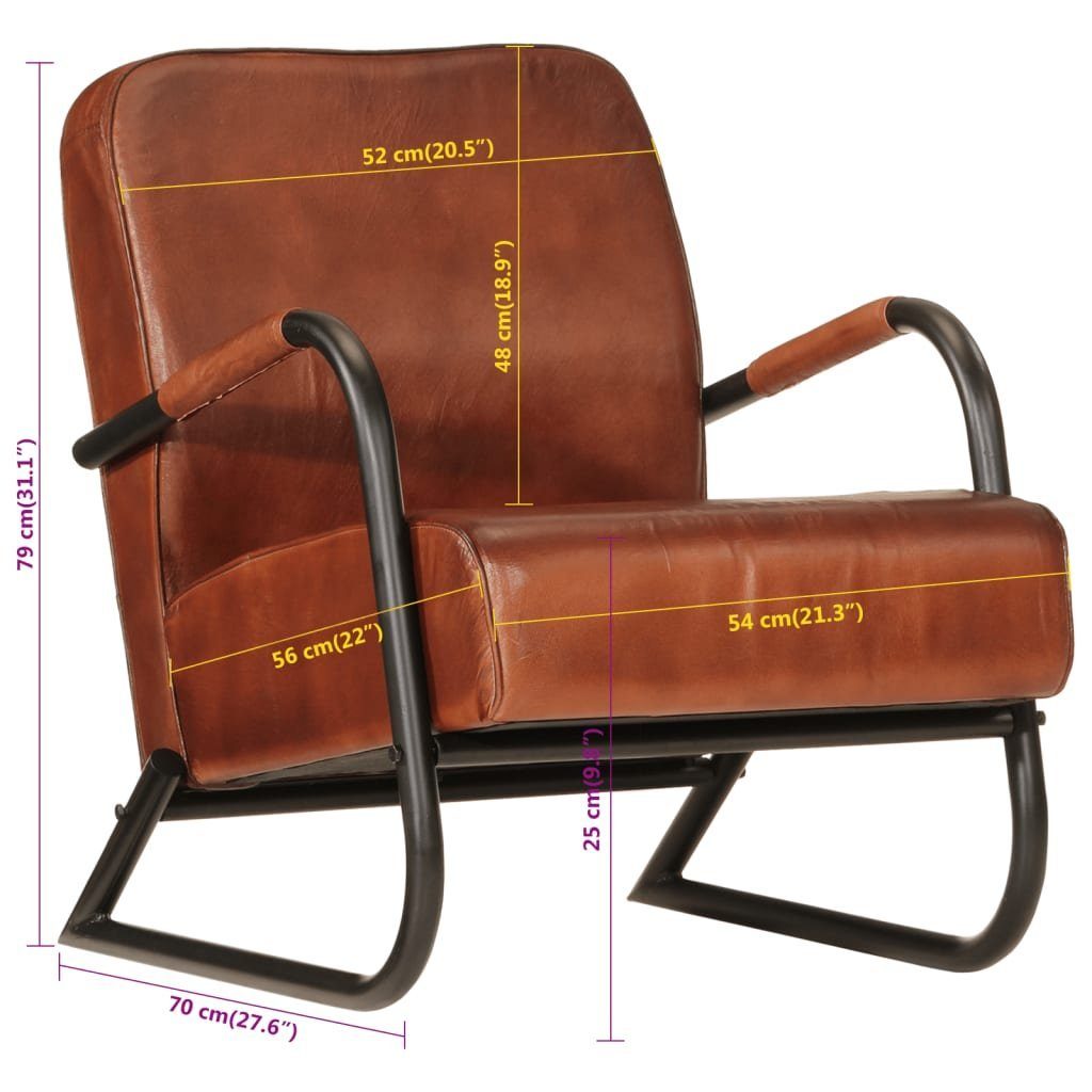 vidaXL Sessel Sessel Braun Echtleder (1-St)