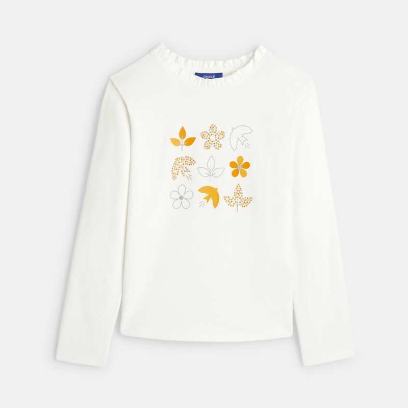 T-shirt manches longues à motifs jaune fille