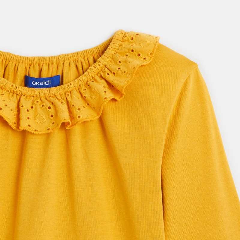 T-shirt à col collerette jaune safran Fille