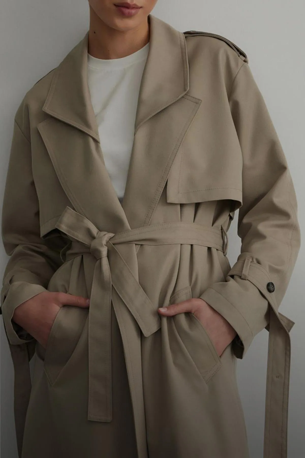 Suud Collection  Trenchcoat - Khaki - Zweireihig