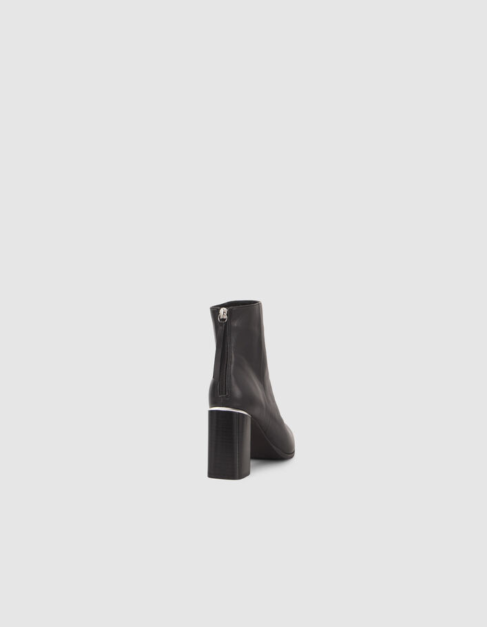 Boots noirs zippés cuir avec barrette métal Femme