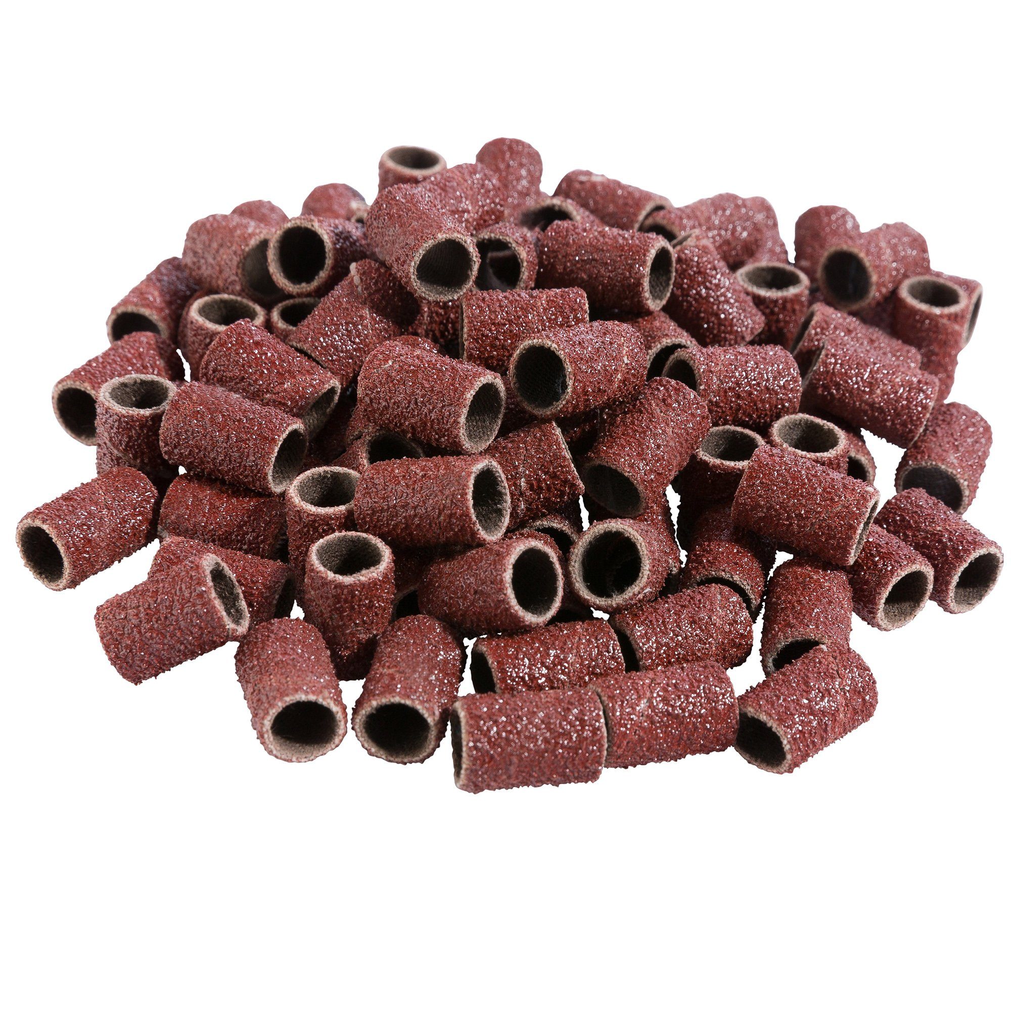Sina Sandblatt-Nagelfeile Schleifkappen, Körnung 100/120, Schleifhülsen für Nagelfräser, 100-tlg., Durchmesser 6 mm