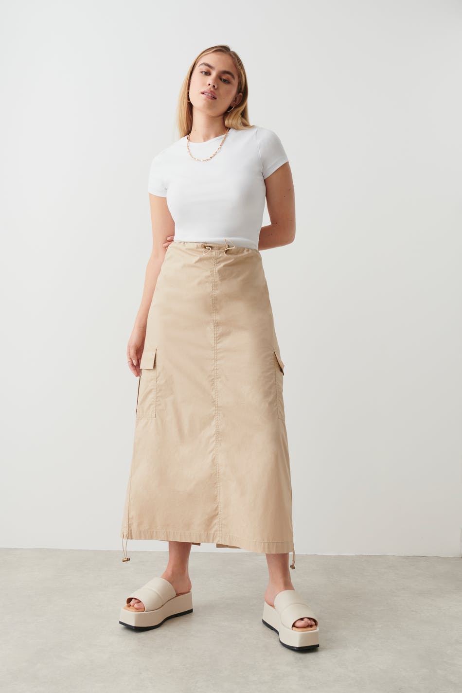Long cargo skirt