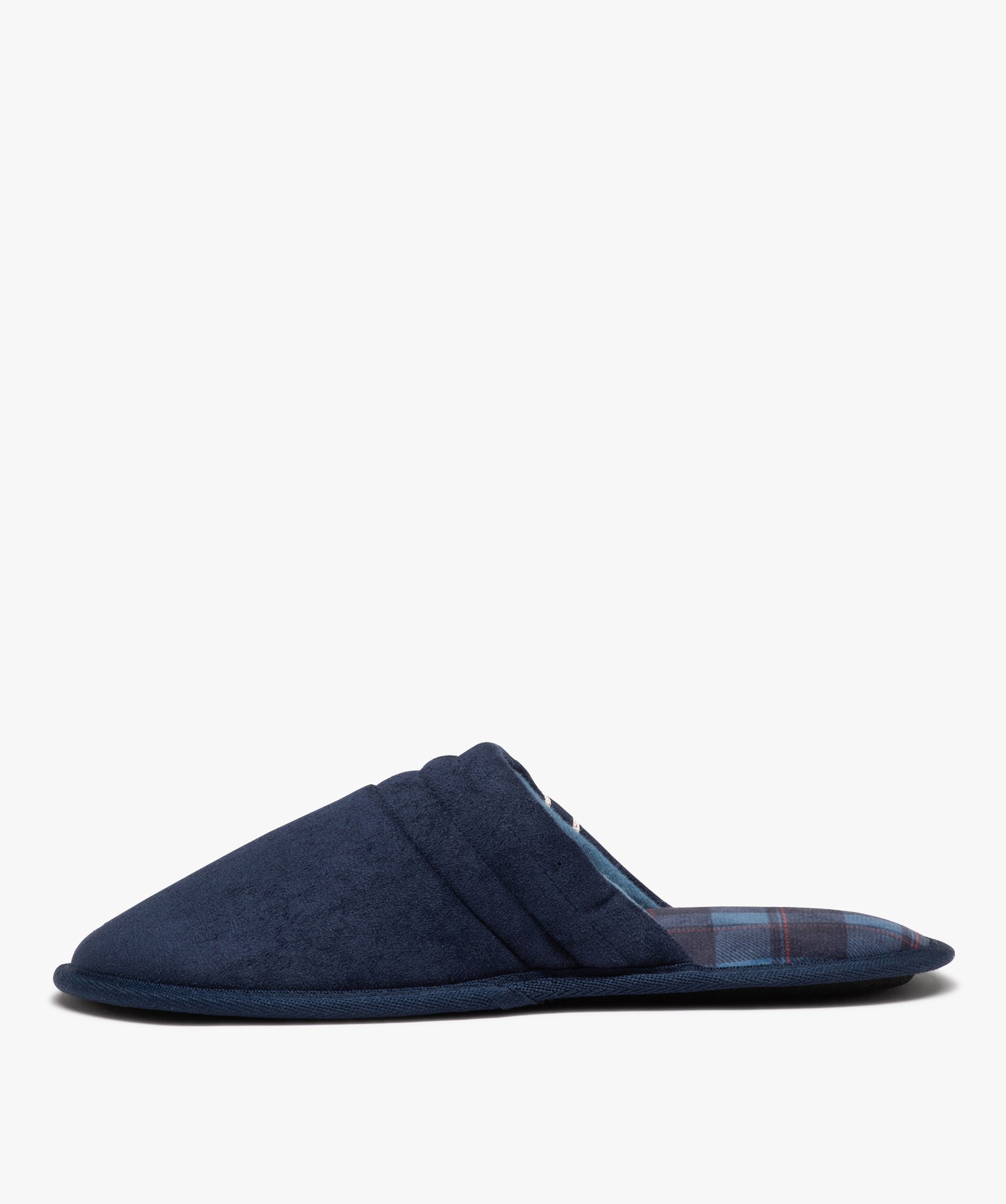 Chaussons homme mules en velours à semelle imprimée bleu | GEMO