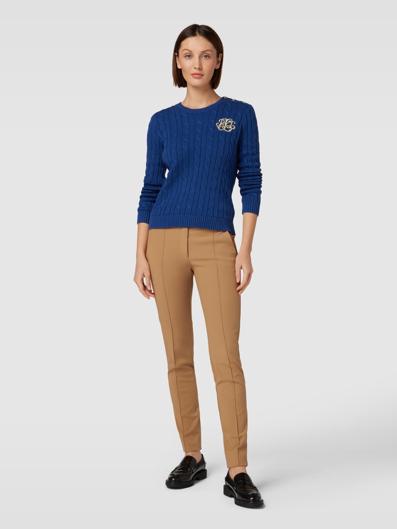 Strickpullover mit gerippten Abschlüssen in royalblau