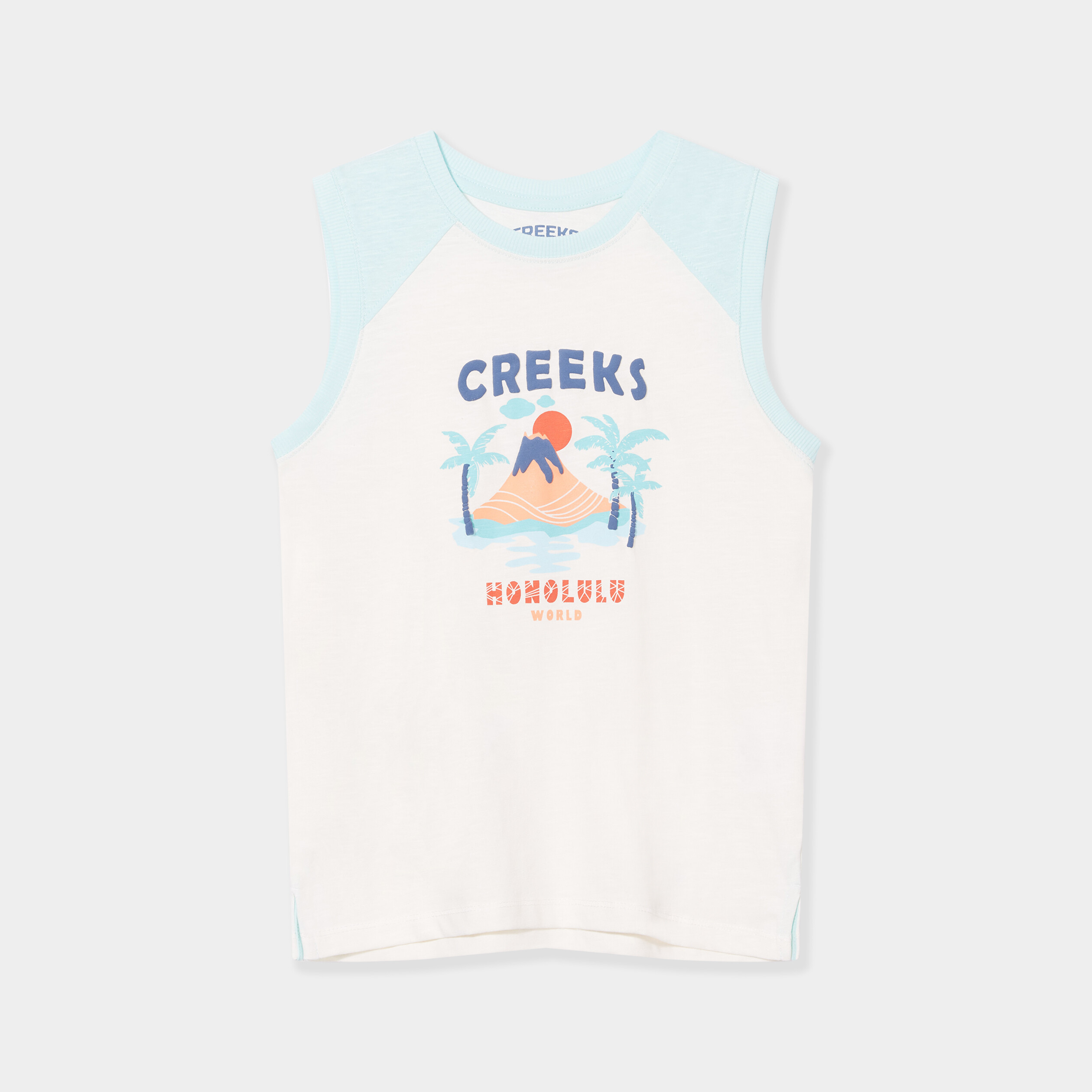 Débardeur droit coton Creeks bleu clair garçon | La Halle