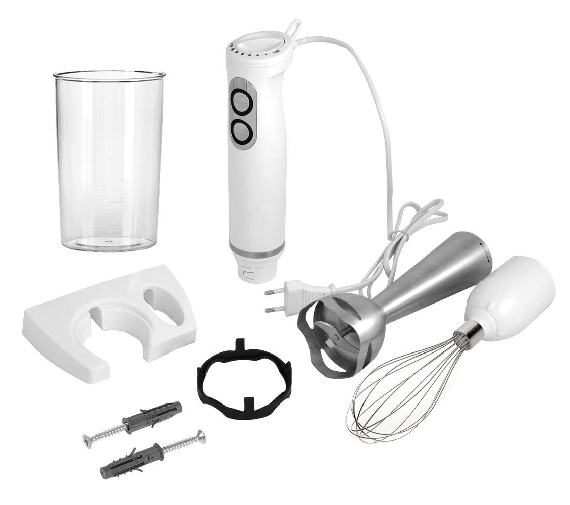 QUIGG Stabmixer Stabmixer SET 500W Edelstahl Pürierstab Mixer Handmixer, 500,00 W, Stufenlose Geschwindigkeitskontrolle am Kopf des Gerätes