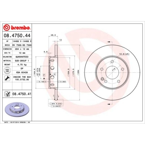 08.4750.41 BREMSSCHEIBE BREMBO VA  VP2 - ATU