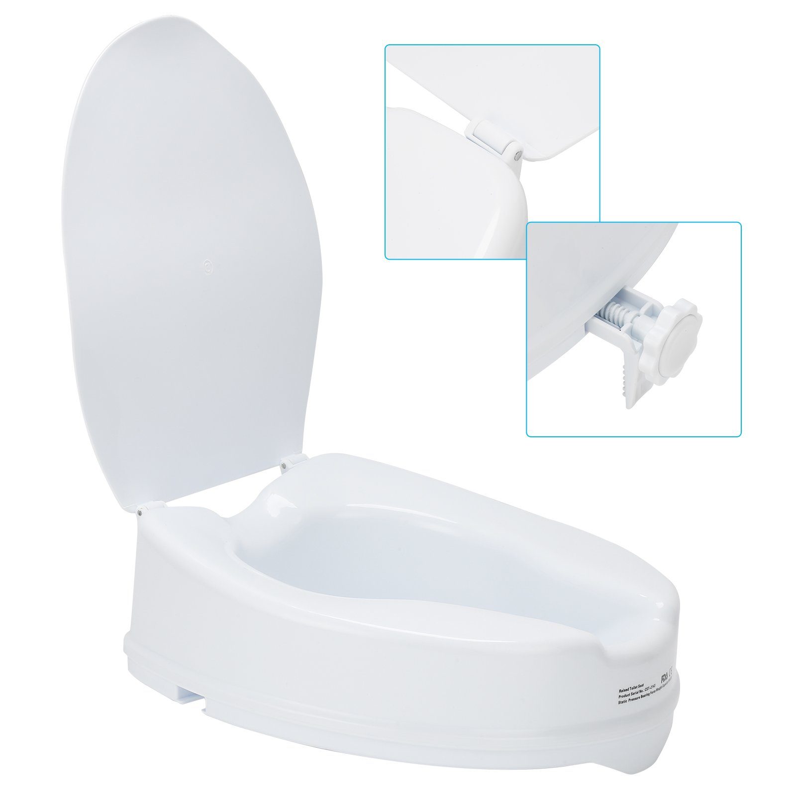 Lospitch Toilettensitzerhöhung Toilettensitzerhöhung mit Deckel 10 cm Toilettenaufsatz bis 150kg, 10 cm