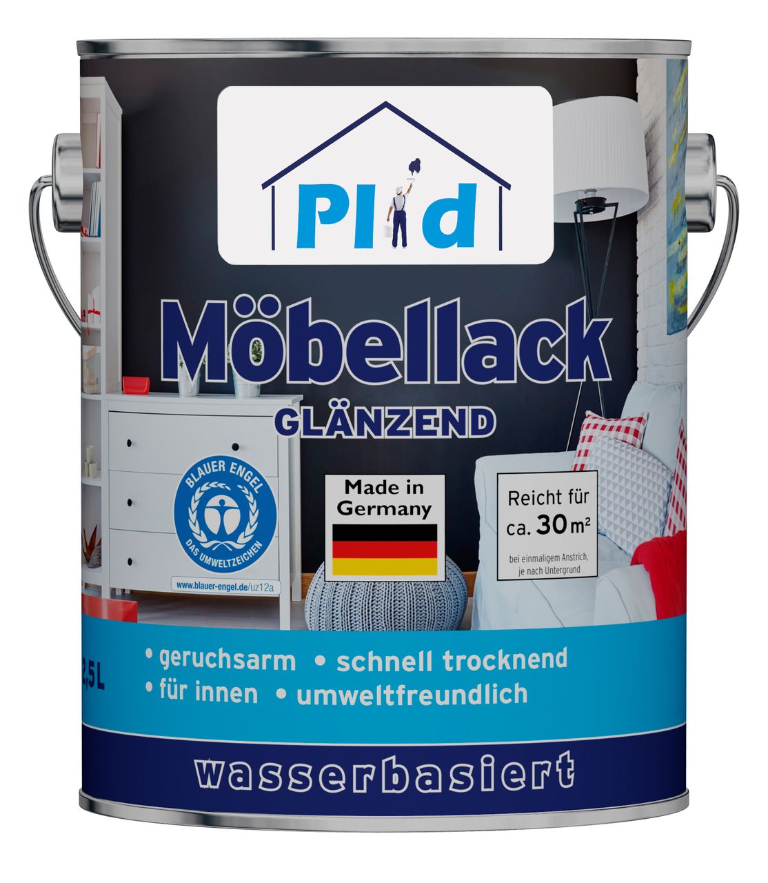 Plid Premium Möbellack Weisslack Türenlack Holzlack Spielzeugfarbe Weiß - Glänzend