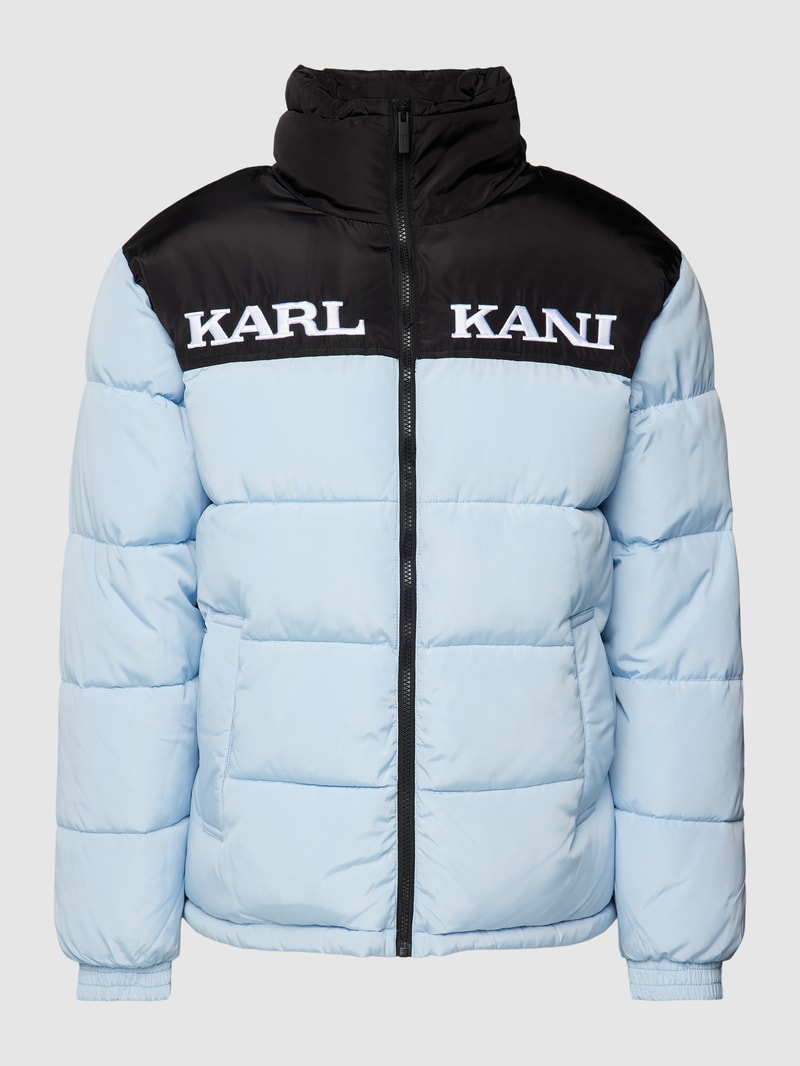 Steppjacke mit Label-Stitching in hellblau