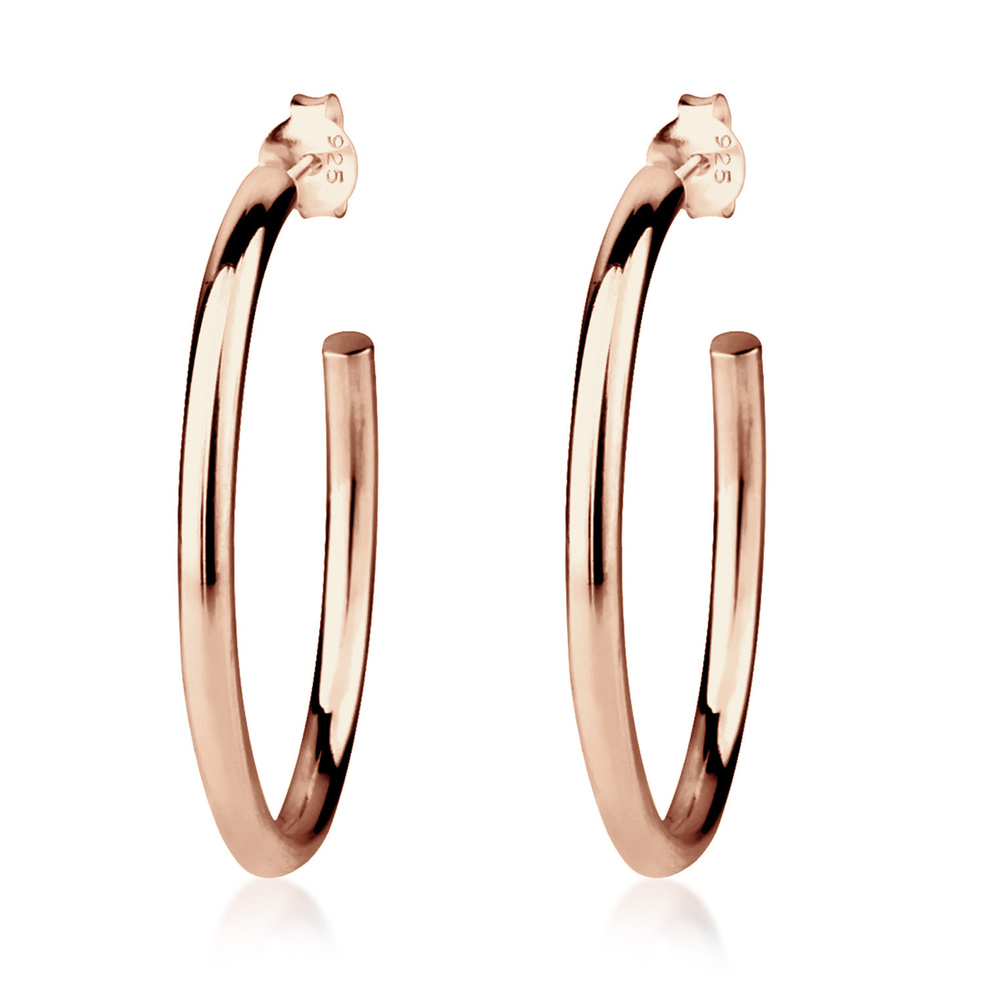 Elli Elli Boucles d'Oreilles Classique Créoles Femme  Plaqué Or Rose Argent (925/1000) Boucles d'oreilles