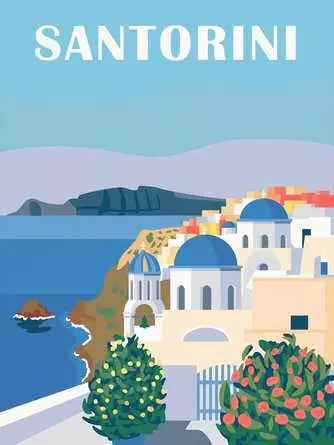 CreArt Leinwand Farbenfrohes Santorini - Malen nach Zahlen für Erwachsene