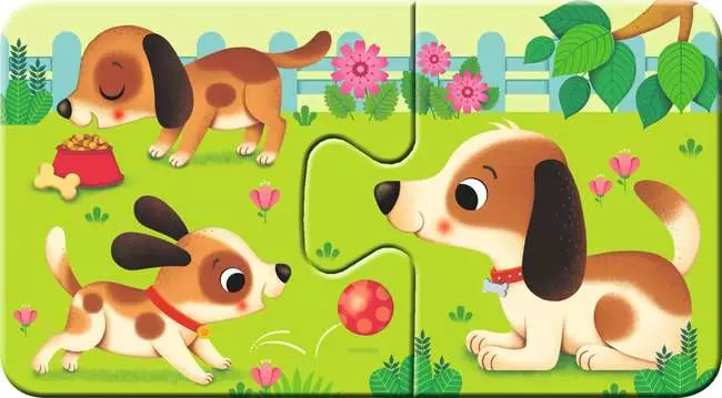 Kinderpuzzle ab 2 Jahren - Tiere und ihre Kinder - 2 Teile