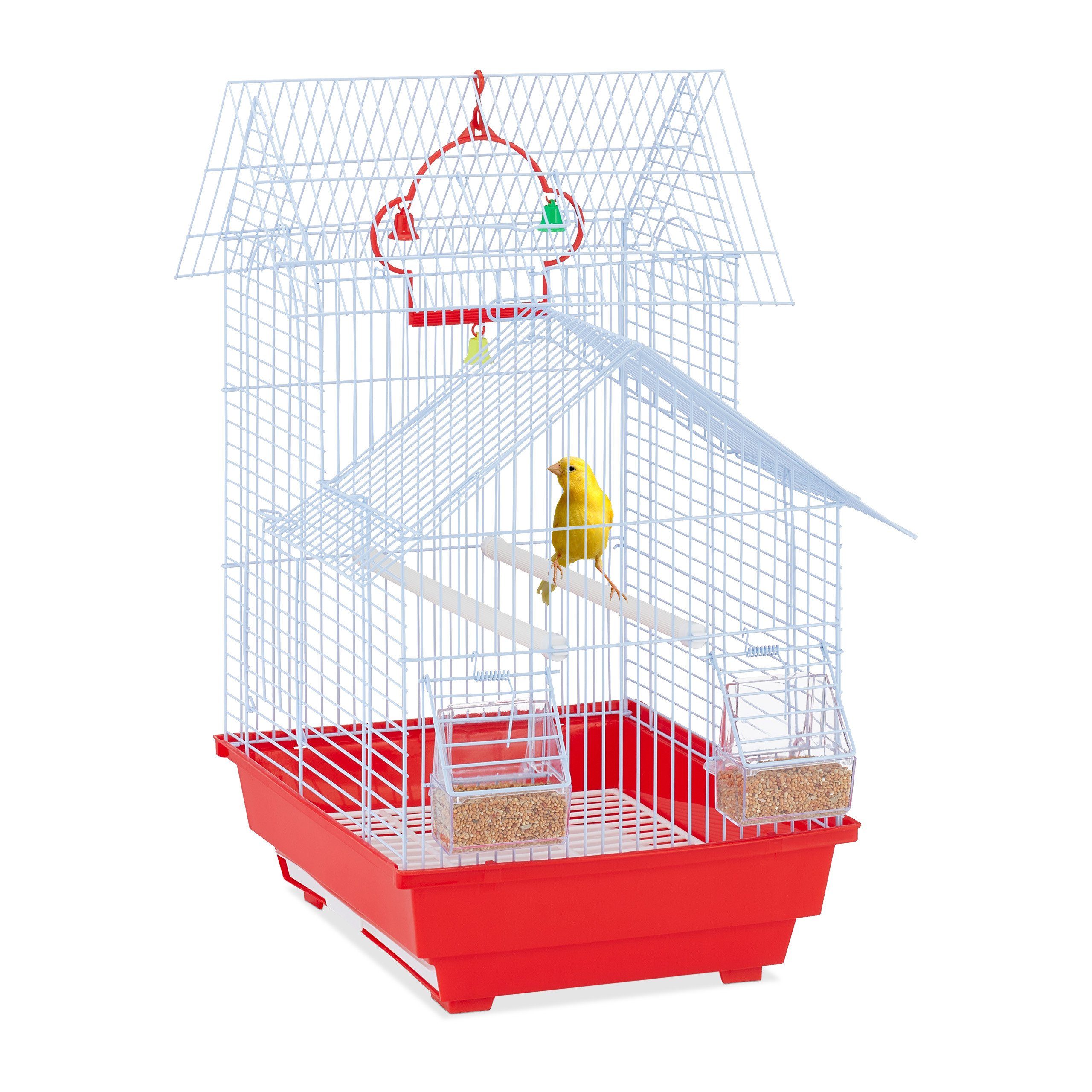 relaxdays Vogelkäfig Vogelkäfig mit Spitzdach